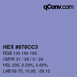カラーコード: HEX #878CC3 | qconv.com