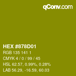 カラーコード: HEX #878D01 | qconv.com