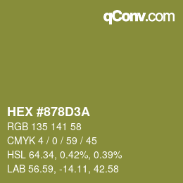 Color code: HEX #878D3A | qconv.com