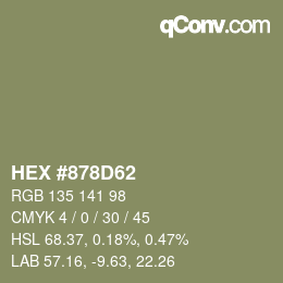 Farbcode: HEX #878D62 | qconv.com