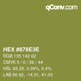 Color code: HEX #878E3E | qconv.com