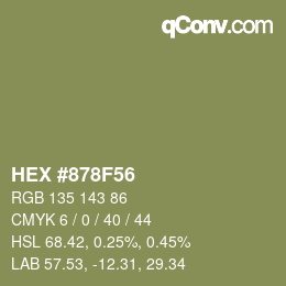 Color code: HEX #878F56 | qconv.com