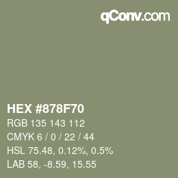 Farbcode: HEX #878F70 | qconv.com