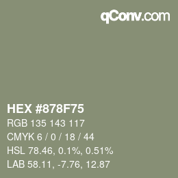 Farbcode: HEX #878F75 | qconv.com