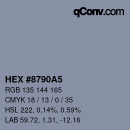 カラーコード: HEX #8790A5 | qconv.com