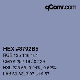 カラーコード: HEX #8792B5 | qconv.com