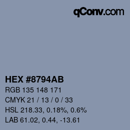 Color code: HEX #8794AB | qconv.com
