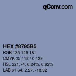 カラーコード: HEX #8795B5 | qconv.com