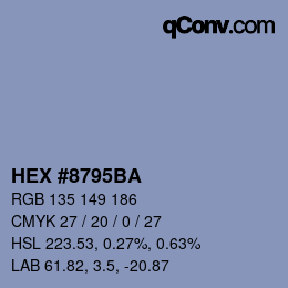 カラーコード: HEX #8795BA | qconv.com
