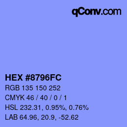 カラーコード: HEX #8796FC | qconv.com