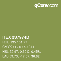 Color code: HEX #87974D | qconv.com