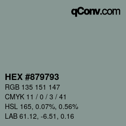 Farbcode: HEX #879793 | qconv.com