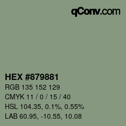 Farbcode: HEX #879881 | qconv.com