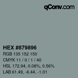 カラーコード: HEX #879896 | qconv.com