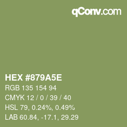 Color code: HEX #879A5E | qconv.com