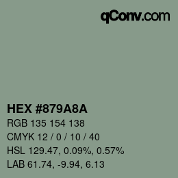 Color code: HEX #879A8A | qconv.com