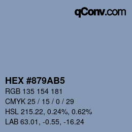 Código de color: HEX #879AB5 | qconv.com