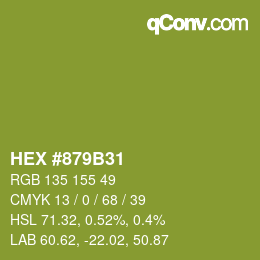 Color code: HEX #879B31 | qconv.com