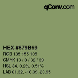 颜色代码: HEX #879B69 | qconv.com