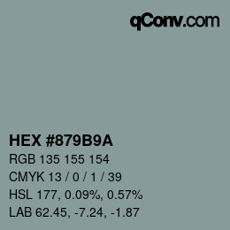 Color code: HEX #879B9A | qconv.com