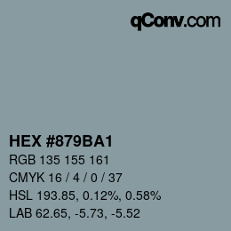 Código de color: HEX #879BA1 | qconv.com