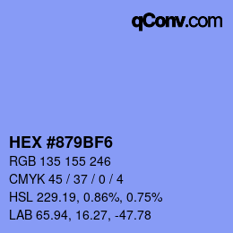 Color code: HEX #879BF6 | qconv.com