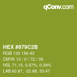 Color code: HEX #879C2B | qconv.com