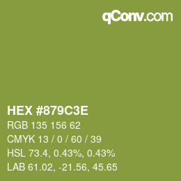 Color code: HEX #879C3E | qconv.com