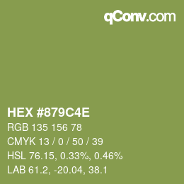 Color code: HEX #879C4E | qconv.com