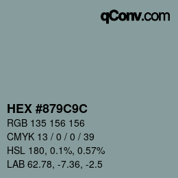 Color code: HEX #879C9C | qconv.com