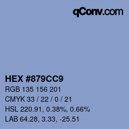 Color code: HEX #879CC9 | qconv.com