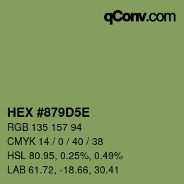 Color code: HEX #879D5E | qconv.com