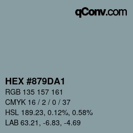 颜色代码: HEX #879DA1 | qconv.com