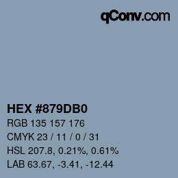 カラーコード: HEX #879DB0 | qconv.com