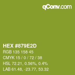 カラーコード: HEX #879E2D | qconv.com