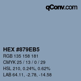 Código de color: HEX #879EB5 | qconv.com