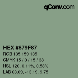 Color code: HEX #879F87 | qconv.com