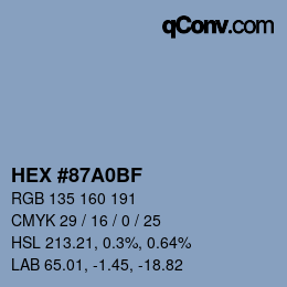 Código de color: HEX #87A0BF | qconv.com