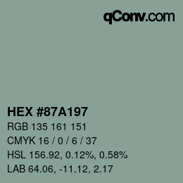 颜色代码: HEX #87A197 | qconv.com