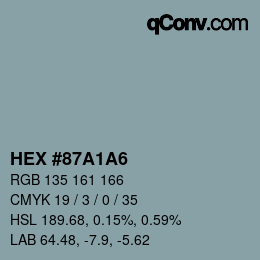 颜色代码: HEX #87A1A6 | qconv.com