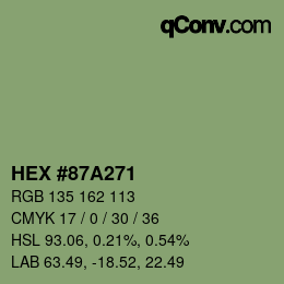 Código de color: HEX #87A271 | qconv.com