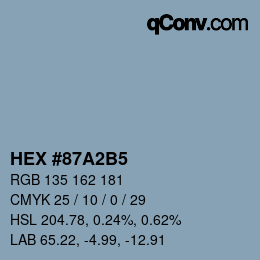 カラーコード: HEX #87A2B5 | qconv.com