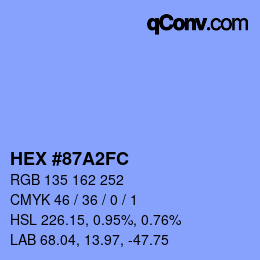 カラーコード: HEX #87A2FC | qconv.com