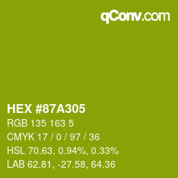 颜色代码: HEX #87A305 | qconv.com