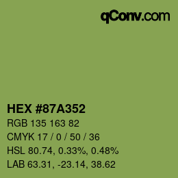 Color code: HEX #87A352 | qconv.com
