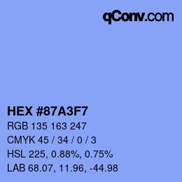 Color code: HEX #87A3F7 | qconv.com