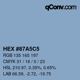 Farbcode: HEX #87A5C5 | qconv.com