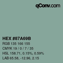 Color code: HEX #87A69B | qconv.com