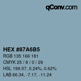 Color code: HEX #87A6B5 | qconv.com