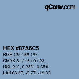 Farbcode: HEX #87A6C5 | qconv.com